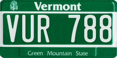VT license plate VUR788