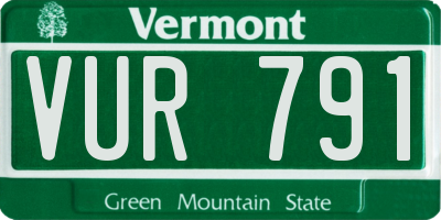 VT license plate VUR791