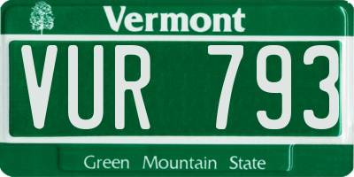 VT license plate VUR793