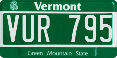 VT license plate VUR795