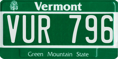 VT license plate VUR796