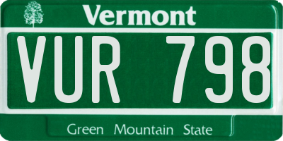 VT license plate VUR798