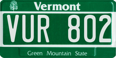 VT license plate VUR802