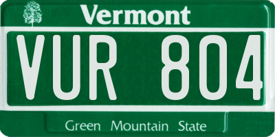 VT license plate VUR804