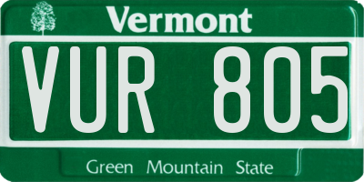 VT license plate VUR805