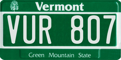 VT license plate VUR807
