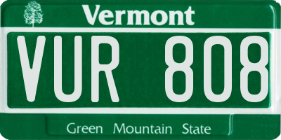 VT license plate VUR808