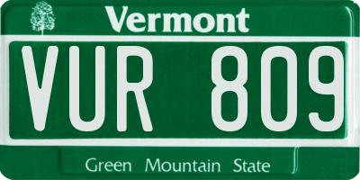 VT license plate VUR809