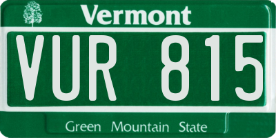 VT license plate VUR815