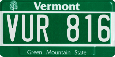 VT license plate VUR816