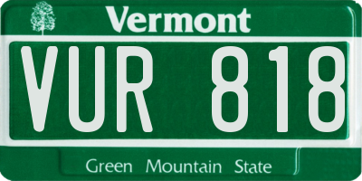 VT license plate VUR818