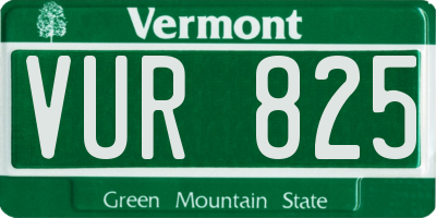 VT license plate VUR825