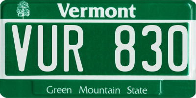 VT license plate VUR830