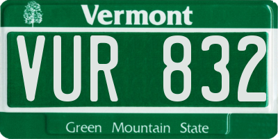 VT license plate VUR832