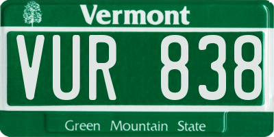 VT license plate VUR838