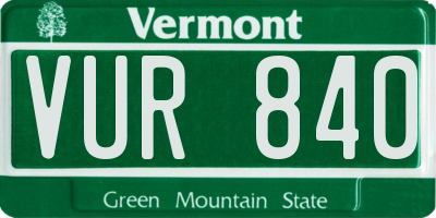 VT license plate VUR840