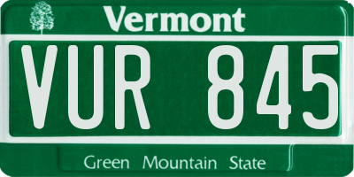 VT license plate VUR845