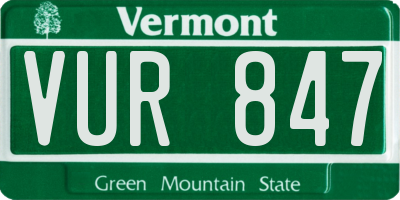 VT license plate VUR847