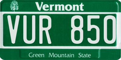 VT license plate VUR850