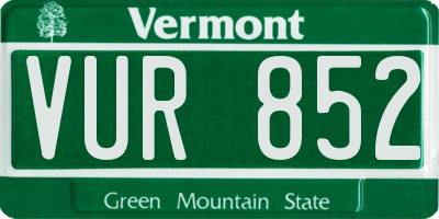 VT license plate VUR852