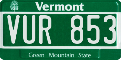 VT license plate VUR853