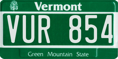 VT license plate VUR854