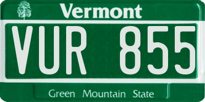 VT license plate VUR855