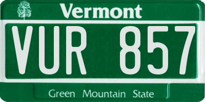 VT license plate VUR857