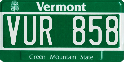 VT license plate VUR858