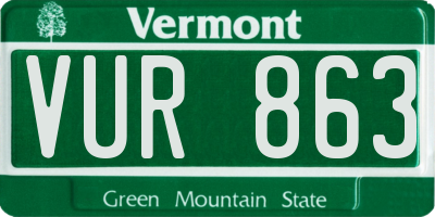 VT license plate VUR863
