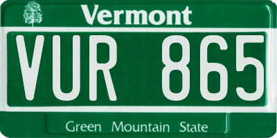 VT license plate VUR865