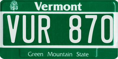 VT license plate VUR870