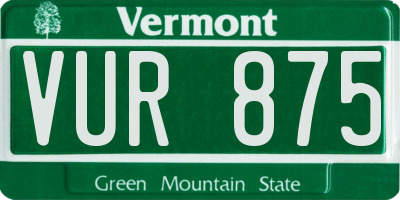 VT license plate VUR875