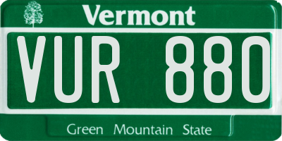 VT license plate VUR880
