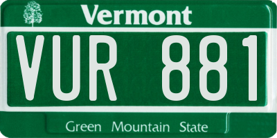 VT license plate VUR881