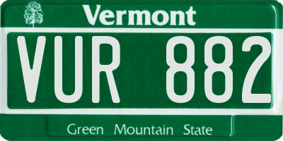VT license plate VUR882