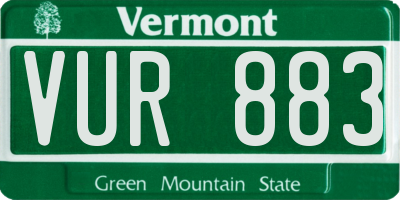VT license plate VUR883