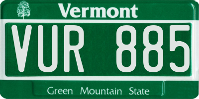 VT license plate VUR885