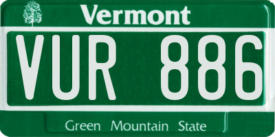 VT license plate VUR886
