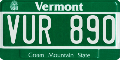 VT license plate VUR890