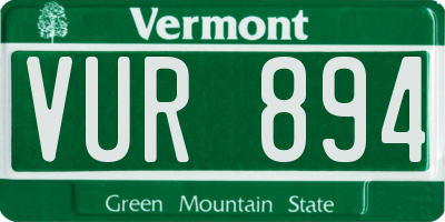 VT license plate VUR894