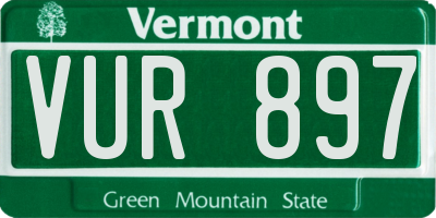 VT license plate VUR897