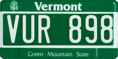 VT license plate VUR898