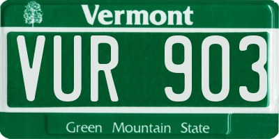 VT license plate VUR903