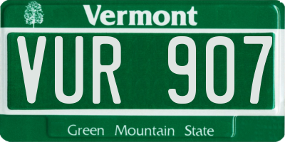 VT license plate VUR907