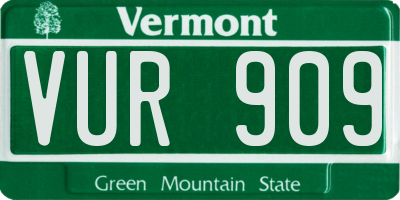 VT license plate VUR909