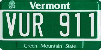VT license plate VUR911
