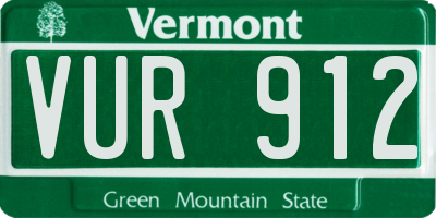 VT license plate VUR912