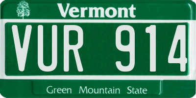 VT license plate VUR914