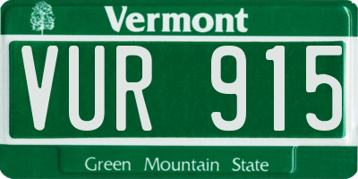 VT license plate VUR915